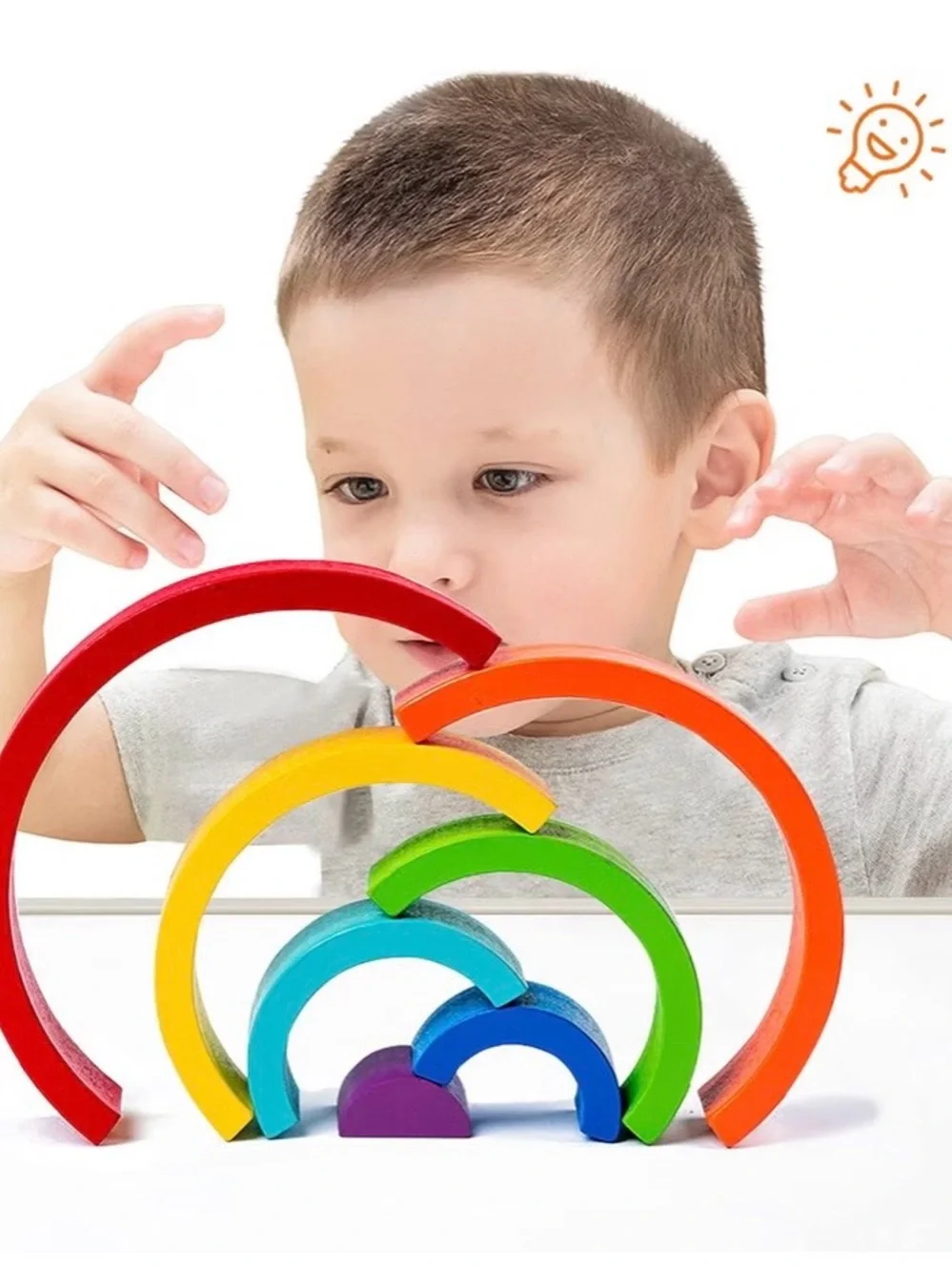 Wooden Rainbow Stacking Arch Toy - Multicolor